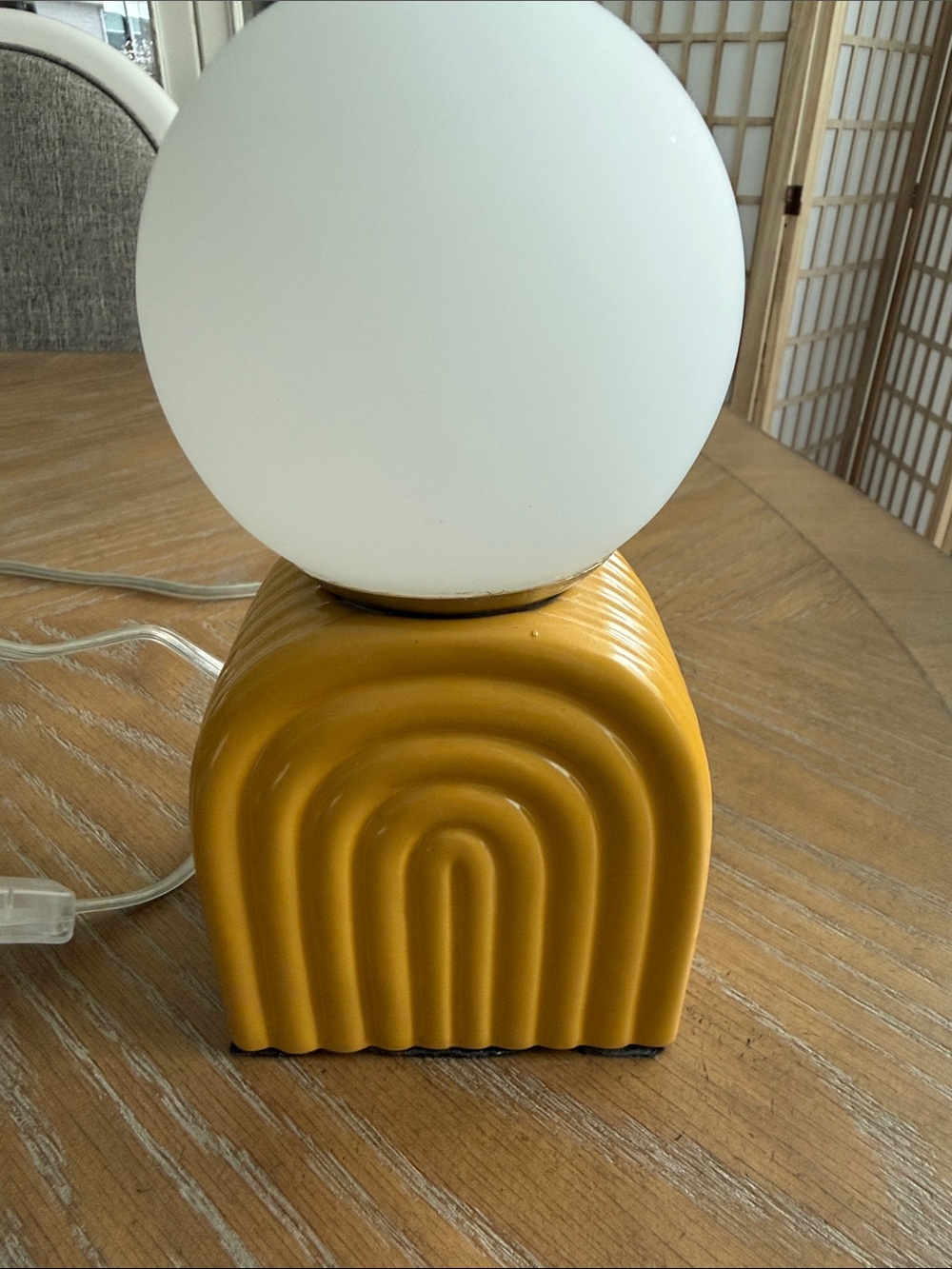 Source Unknown Mustard Yellow Ceramic Lamp with Globe